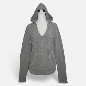 NWT Lilu PacSun Gray Cable Knit Hoodie Sweater Pullover Angora Wool Nylon XL